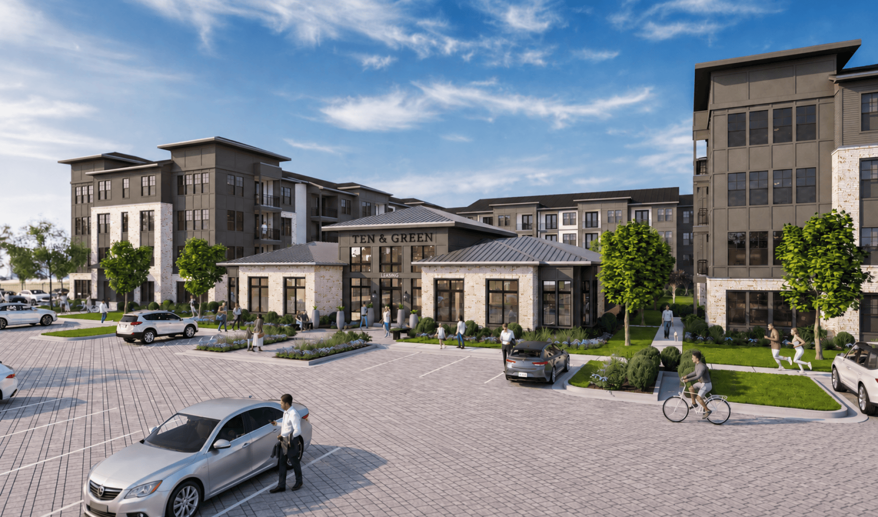 leasing center and parking lot