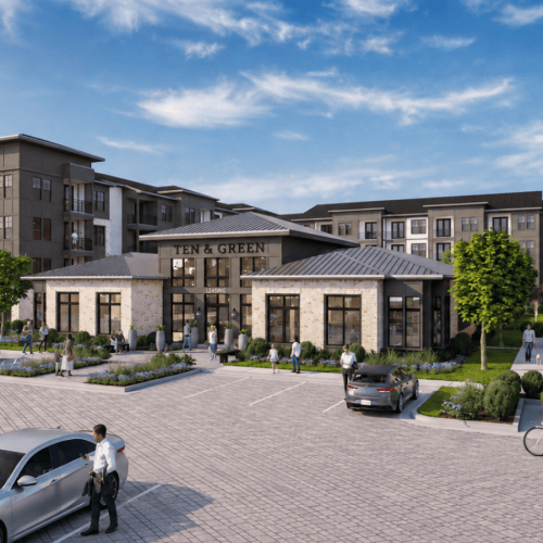 leasing center and parking lot