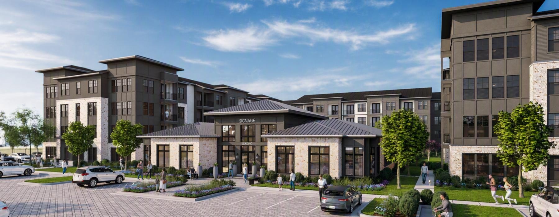 leasing center and parking lot