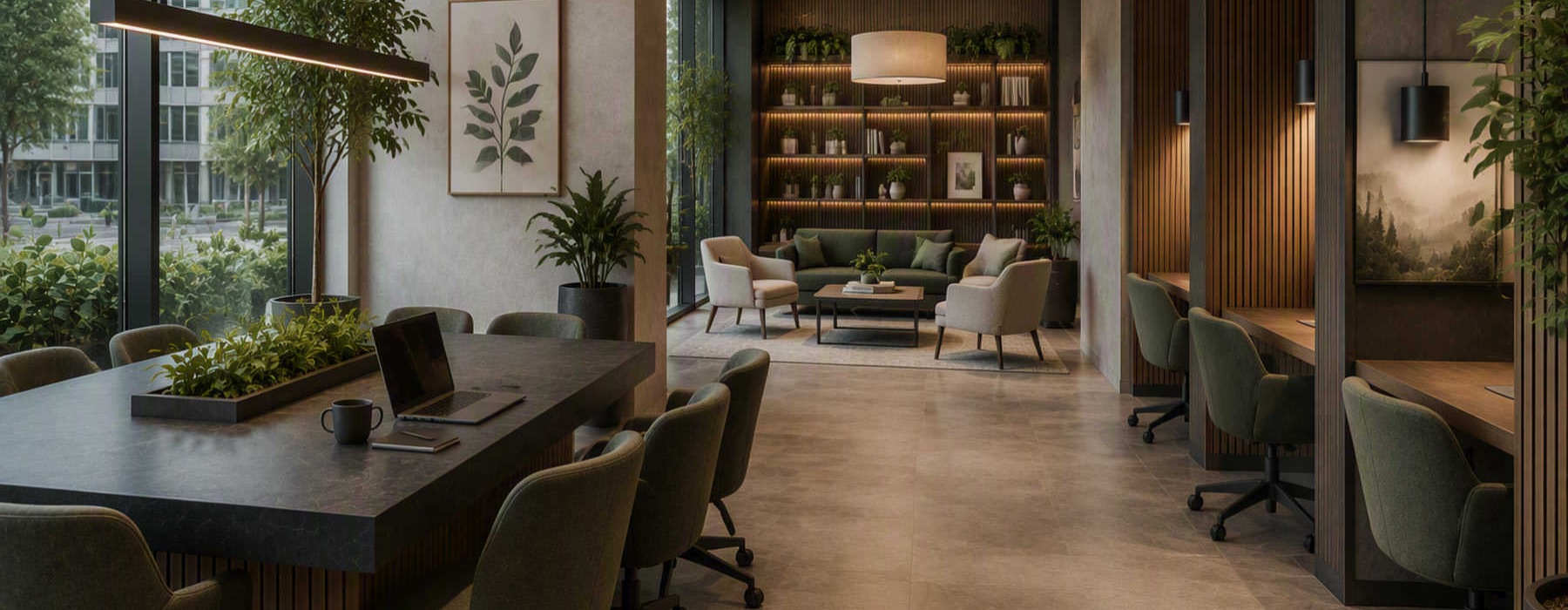 clubhouse with work and social areas